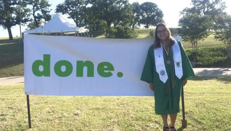 Gabby Ibarra celebrates her 2016 graduation from UNT’s College of Health and Public Service