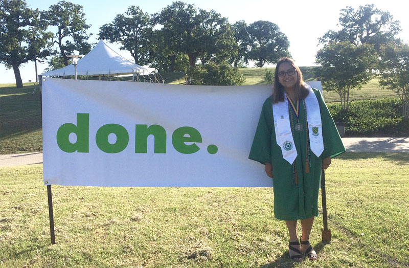 Gabby Ibarra celebrates her 2016 graduation from UNT’s College of Health and Public Service